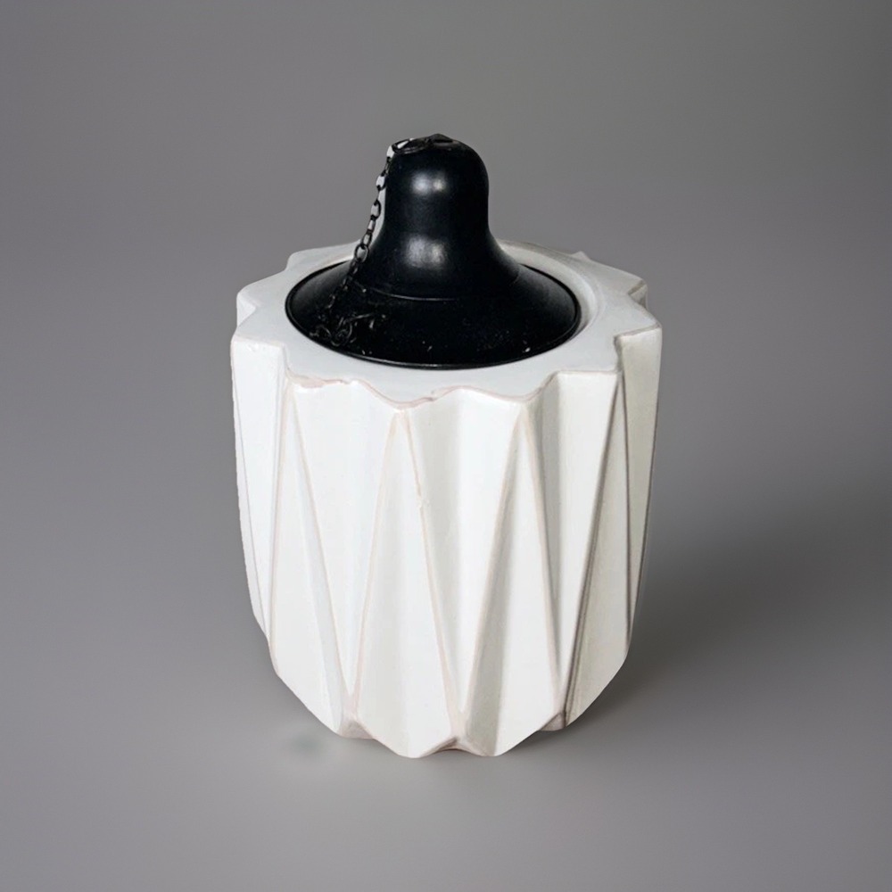 Better Homes &Gardens White Ceramic Tabletop Torch Geometric Outdoor Patio Decor